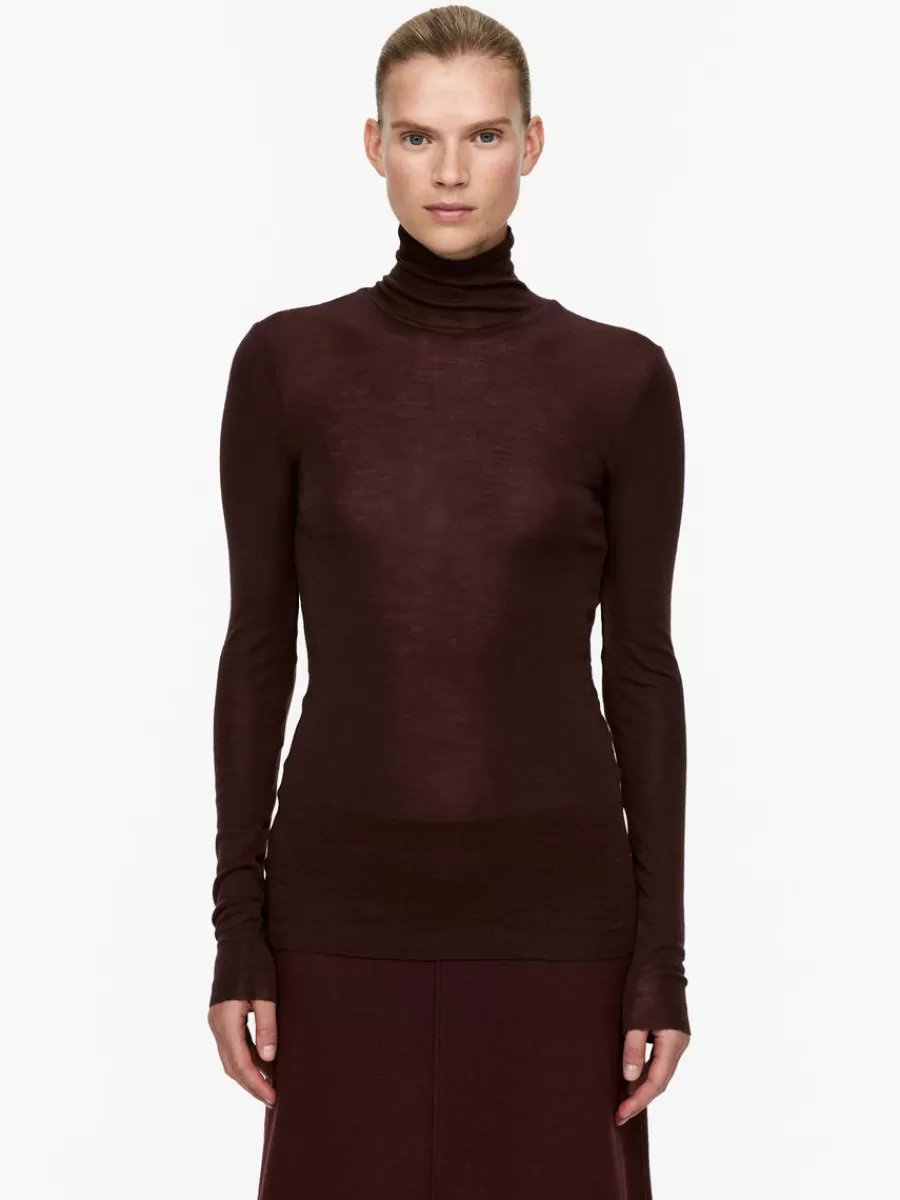 Clearance ARKET Roll-Neck Wool Top Burgundy