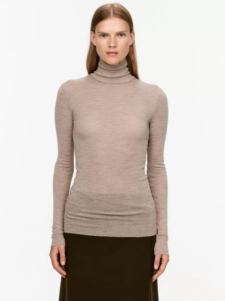 Sale ARKET Roll-Neck Wool Top Beige