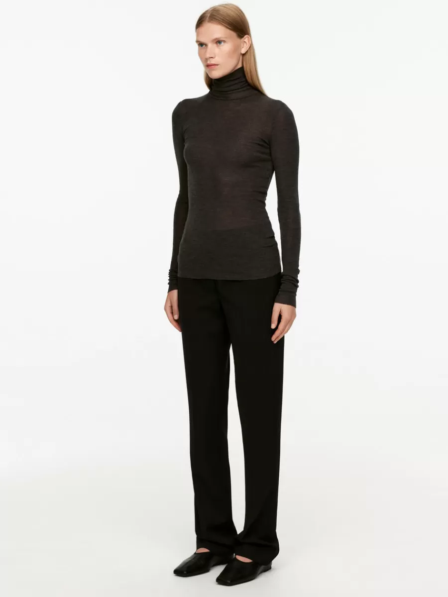 Best ARKET Roll-Neck Wool Top Dark Brown