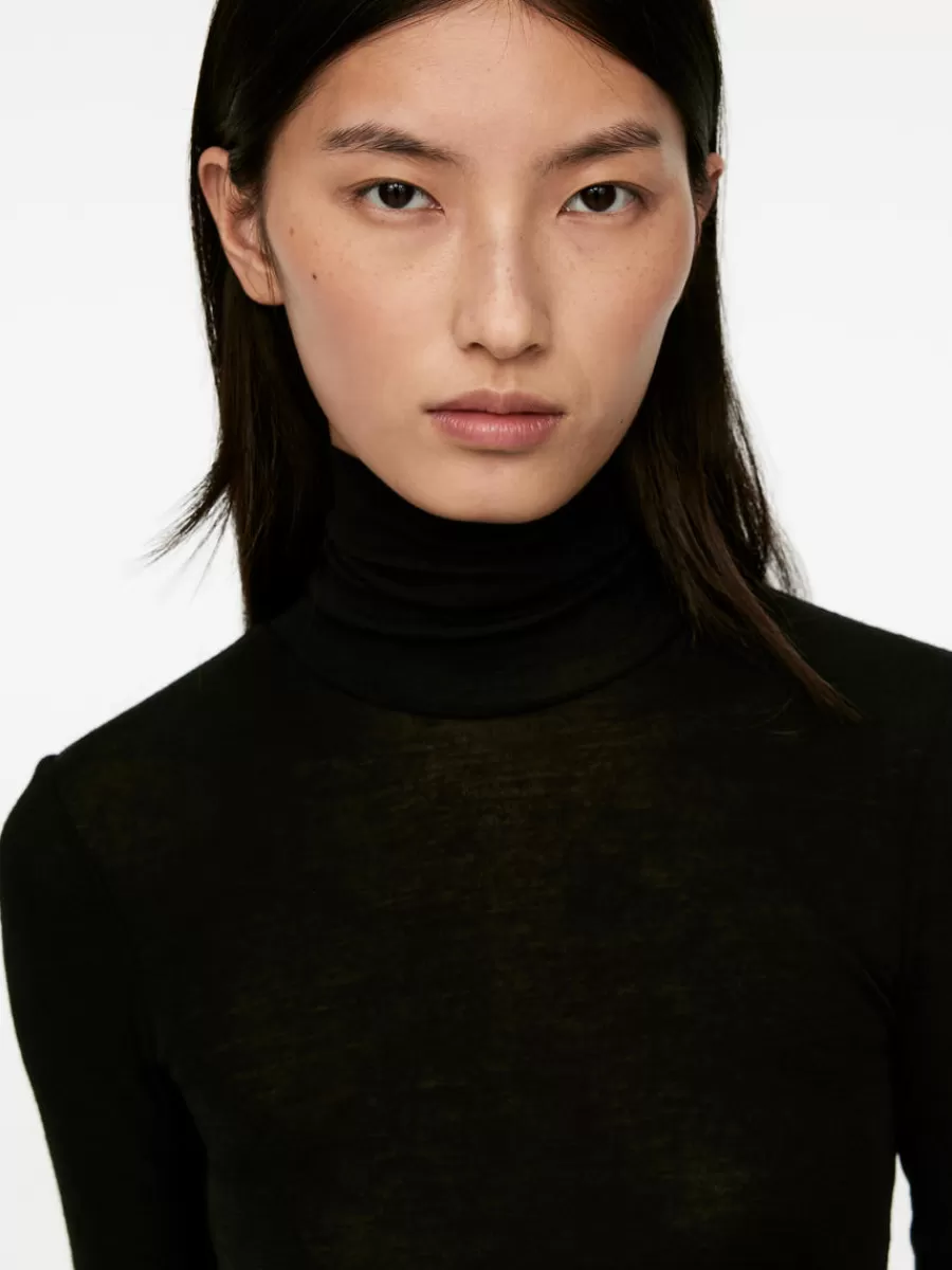 Cheap ARKET Roll-Neck Wool Top Black