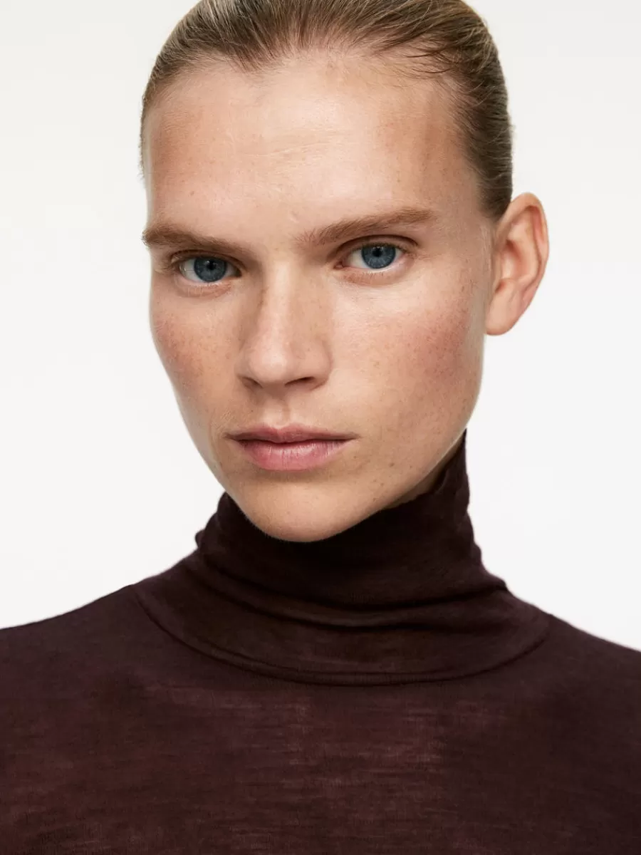 Clearance ARKET Roll-Neck Wool Top Burgundy