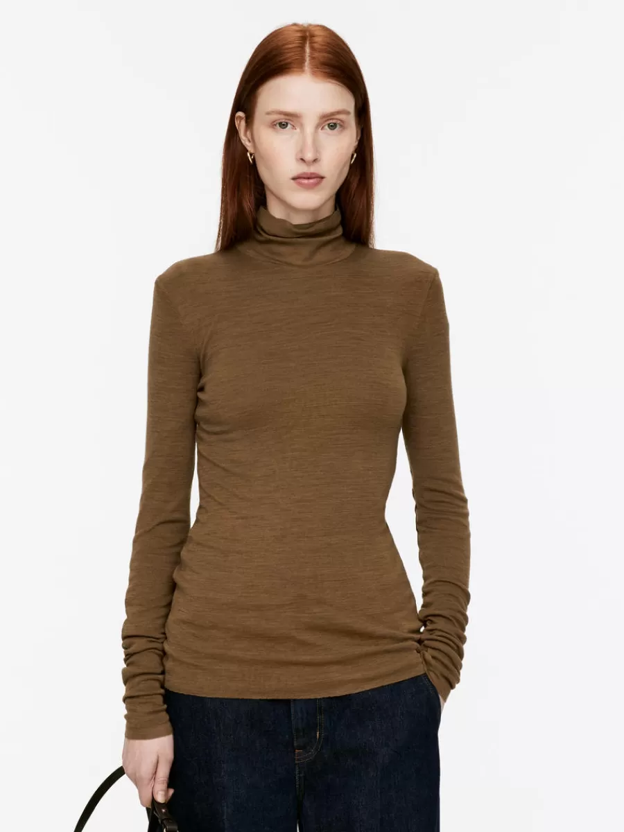 Hot ARKET Roll-Neck Wool Top Brown