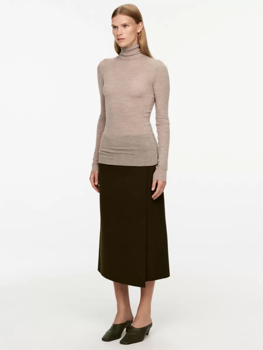 Sale ARKET Roll-Neck Wool Top Beige