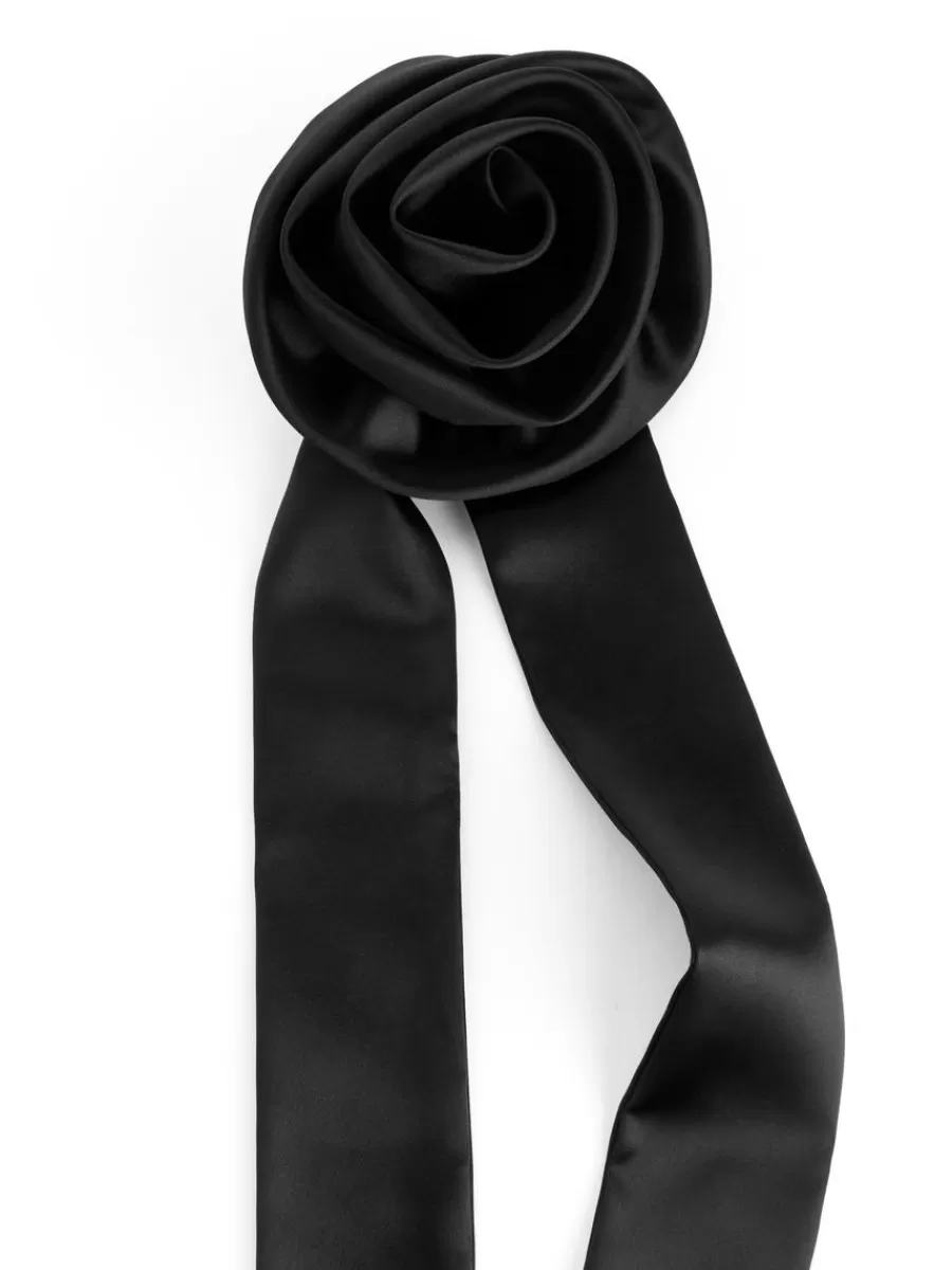 Cheap ARKET Rose Tie Necklace Black