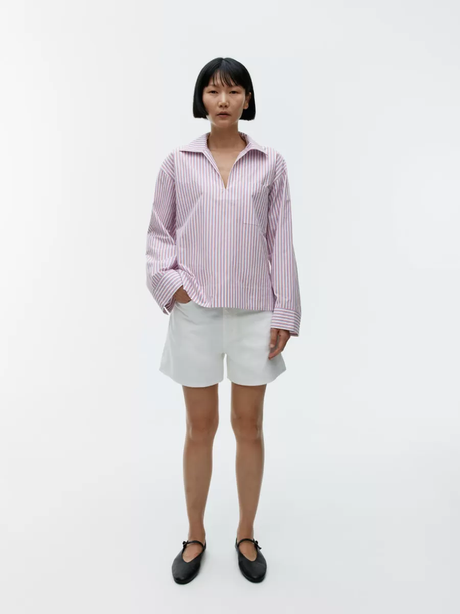 Cheap ARKET Sailor Cotton Shirt White/Red/Blue