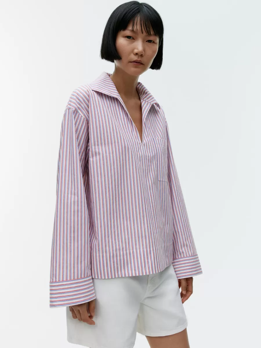 Cheap ARKET Sailor Cotton Shirt White/Red/Blue