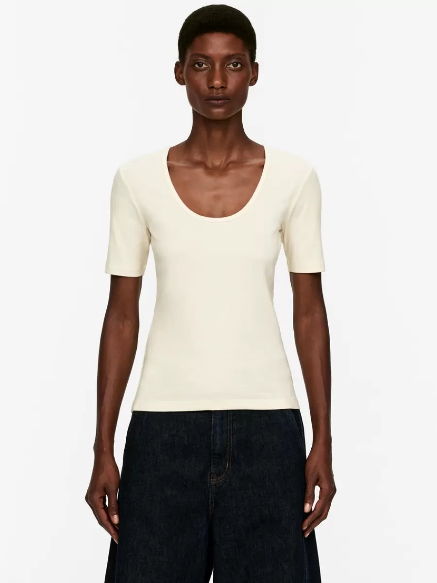 Online ARKET Scoop-Neck T-Shirt Off White