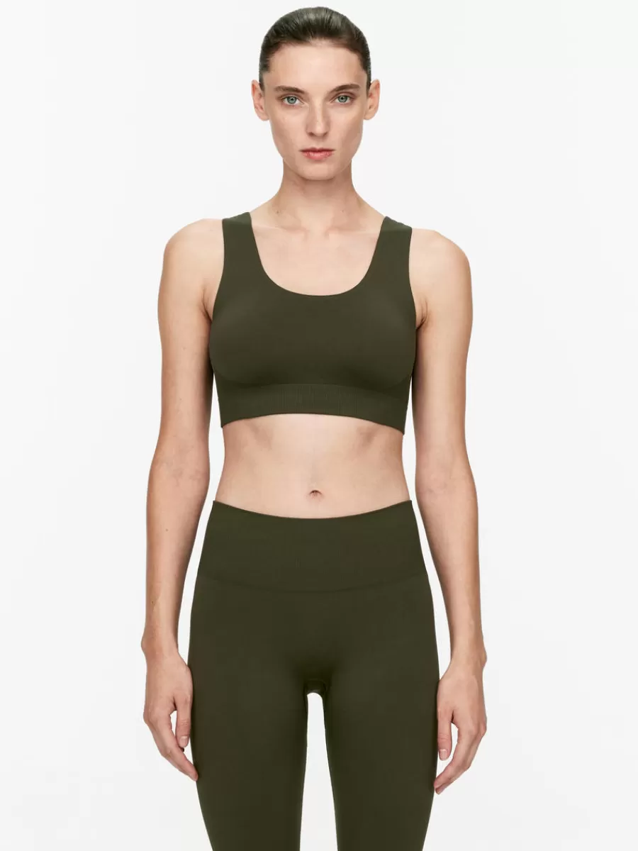 Flash Sale ARKET Seamless Sport Top Dark Khaki Green