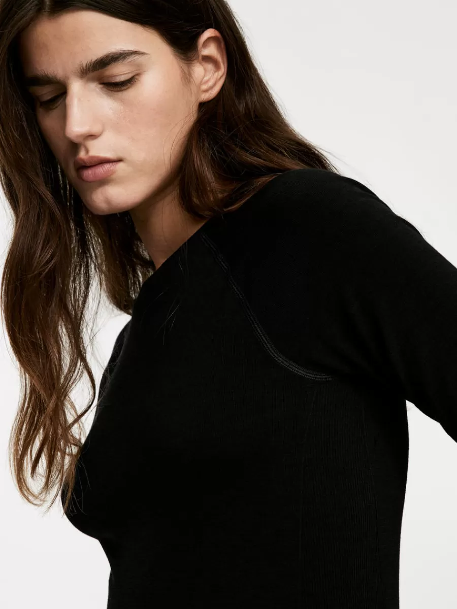 Cheap ARKET Seamless Wool-Blend Top Black