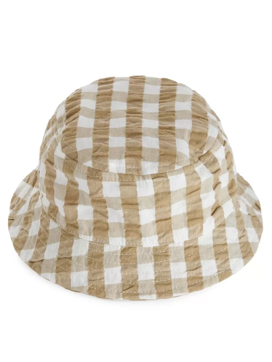 Best ARKET Seersucker Bucket Hat Beige/White