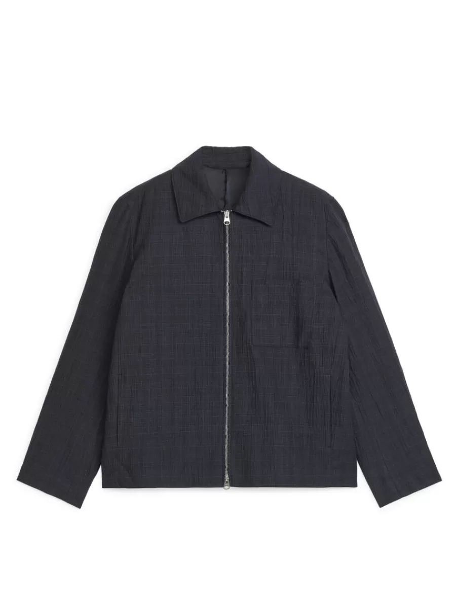 New ARKET Seersucker Jacket Dark Blue