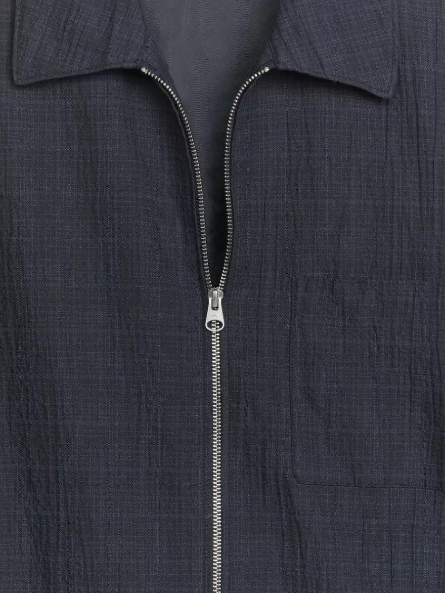 New ARKET Seersucker Jacket Dark Blue
