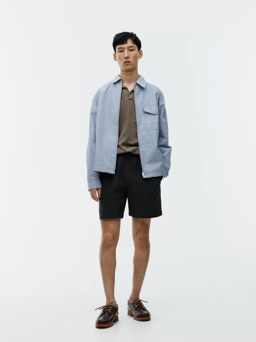 Shop ARKET Seersucker Shorts Black