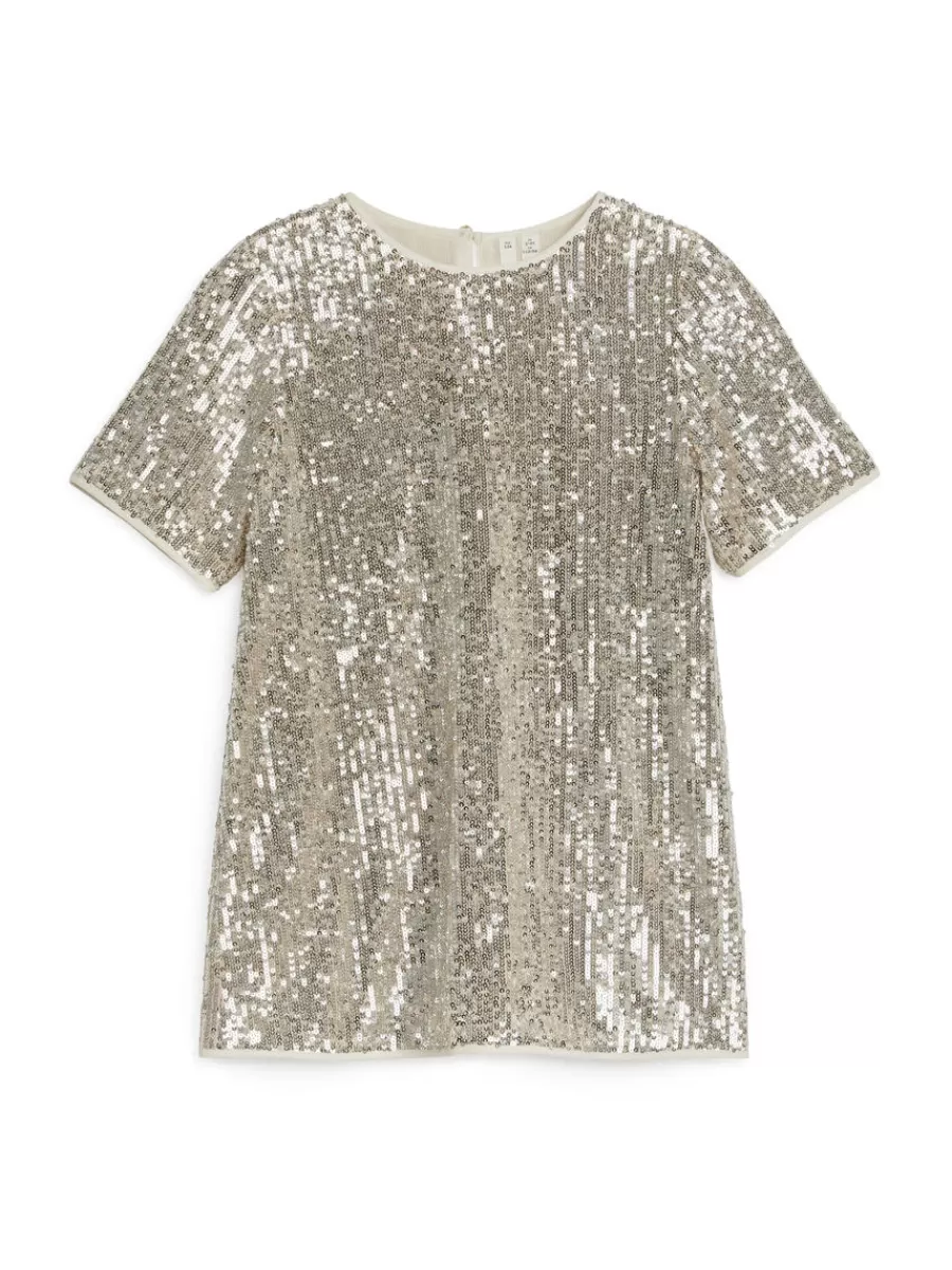 Cheap ARKET Sequin Dress Silver