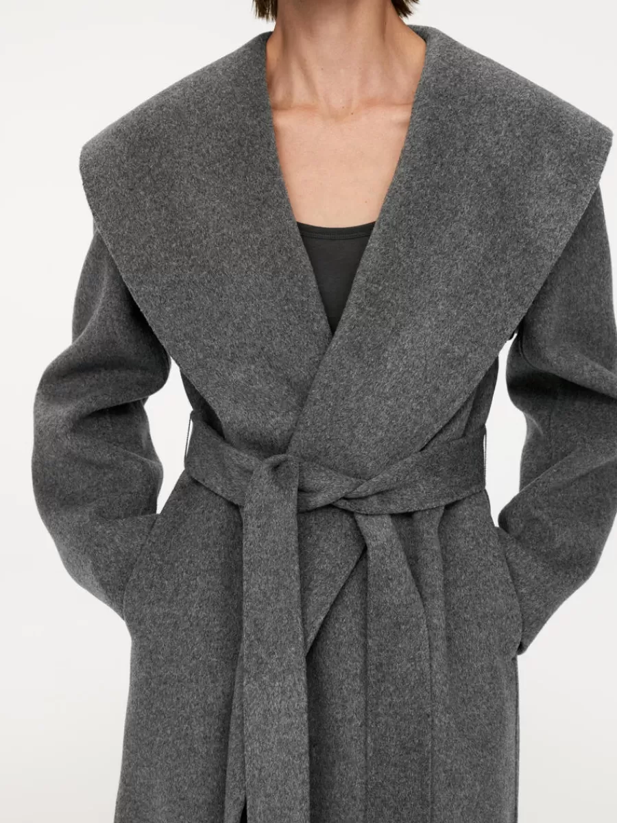 Hot ARKET Shawl-Collar Coat Grey