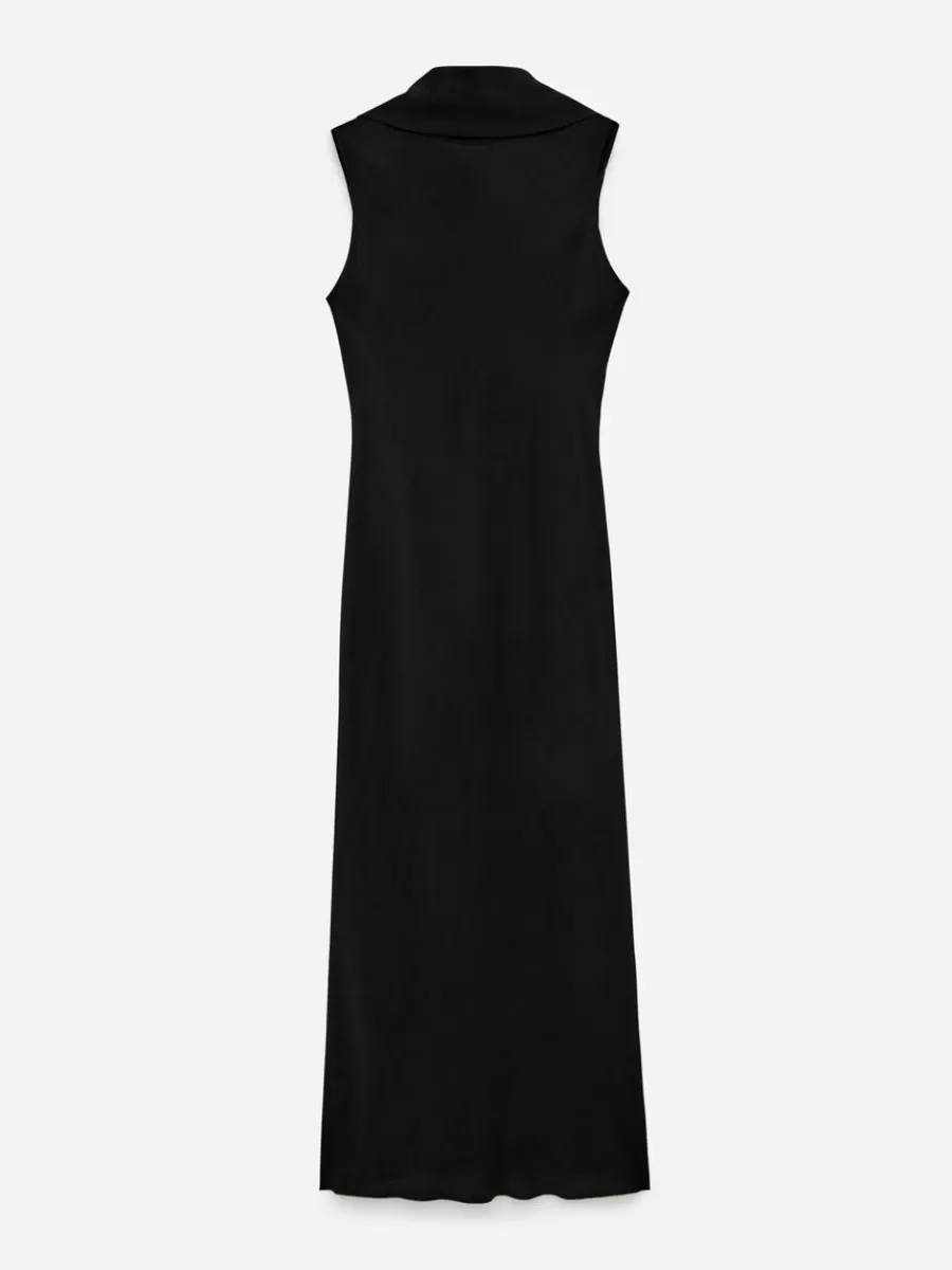 Cheap ARKET Shawl-Collar Drape Dress Black