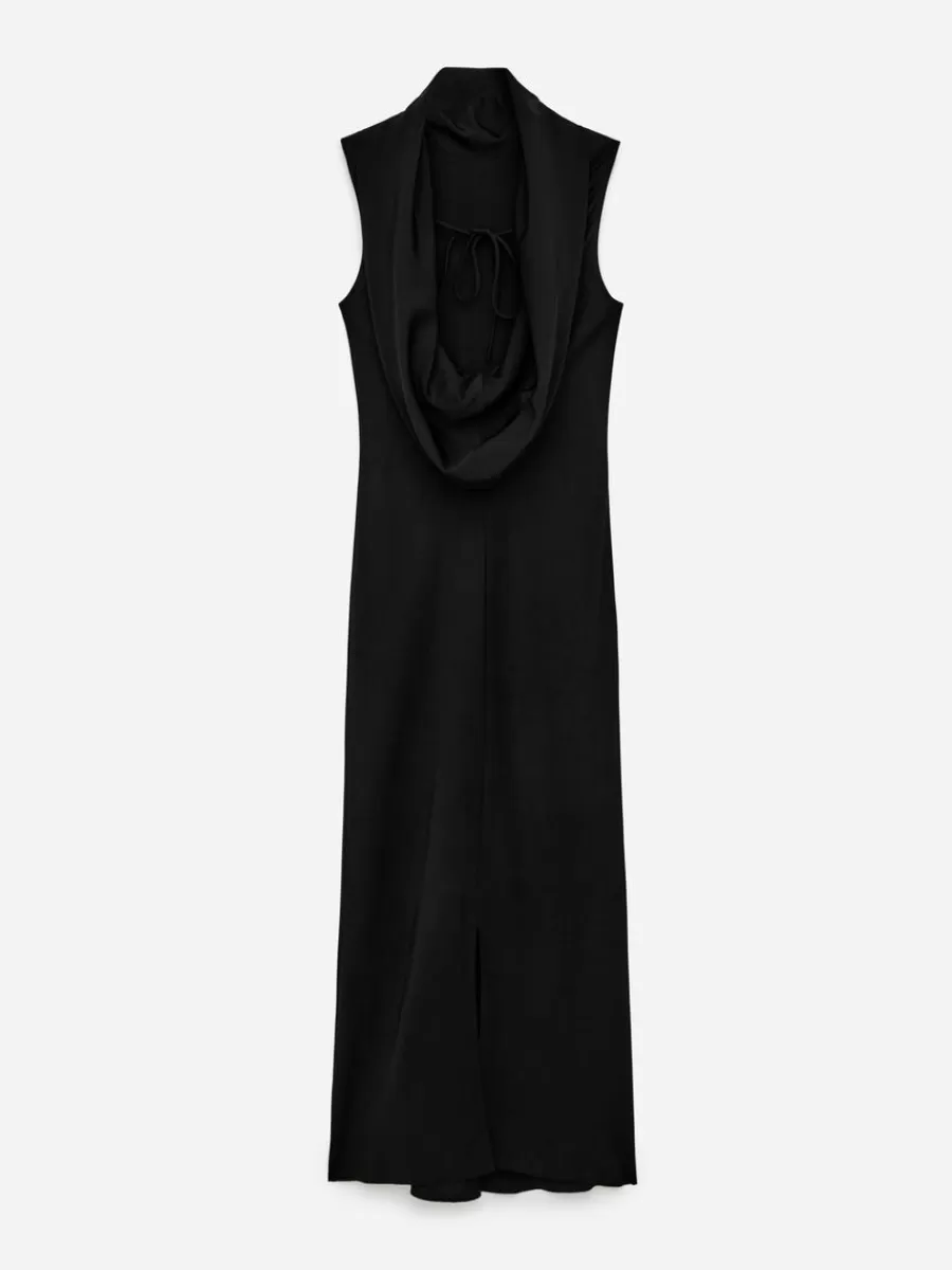 Cheap ARKET Shawl-Collar Drape Dress Black