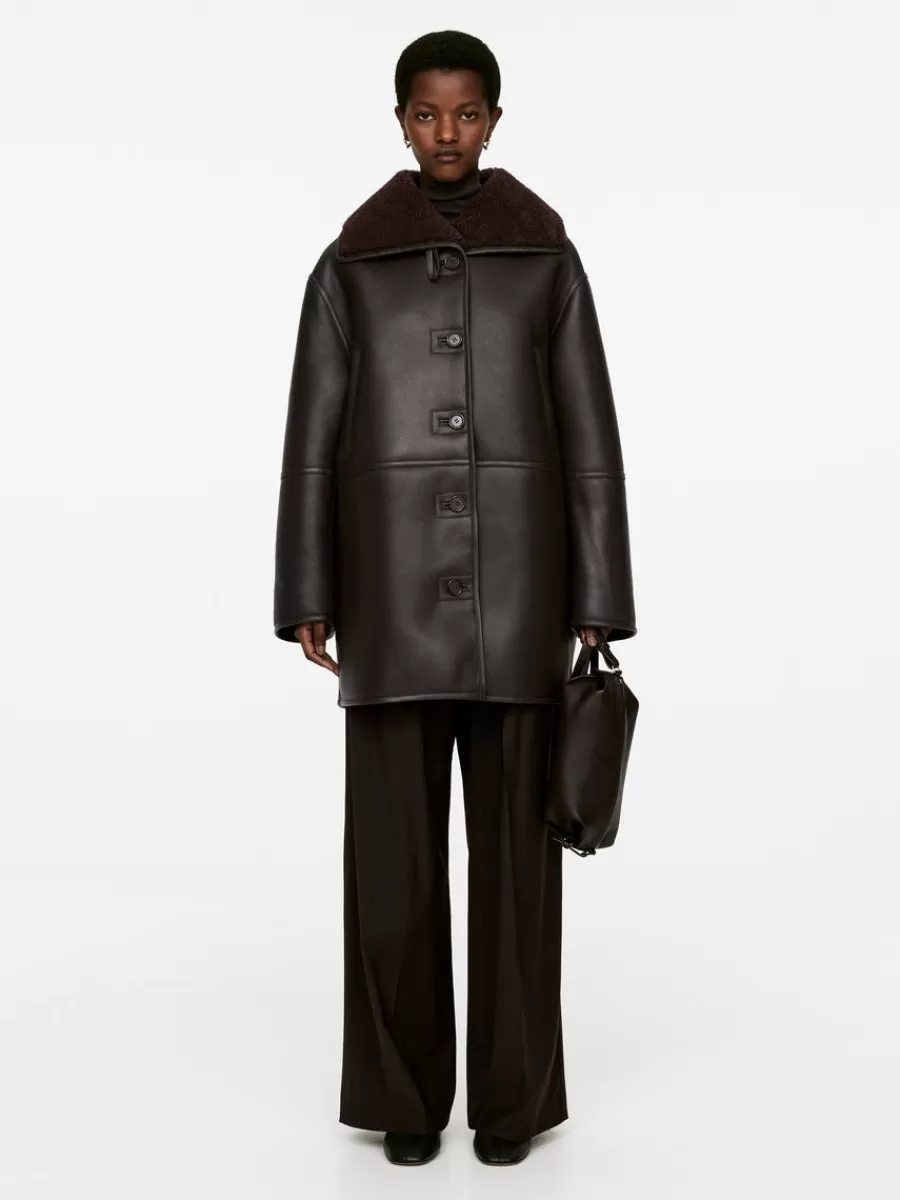 Cheap ARKET Shearling Jacket Brown