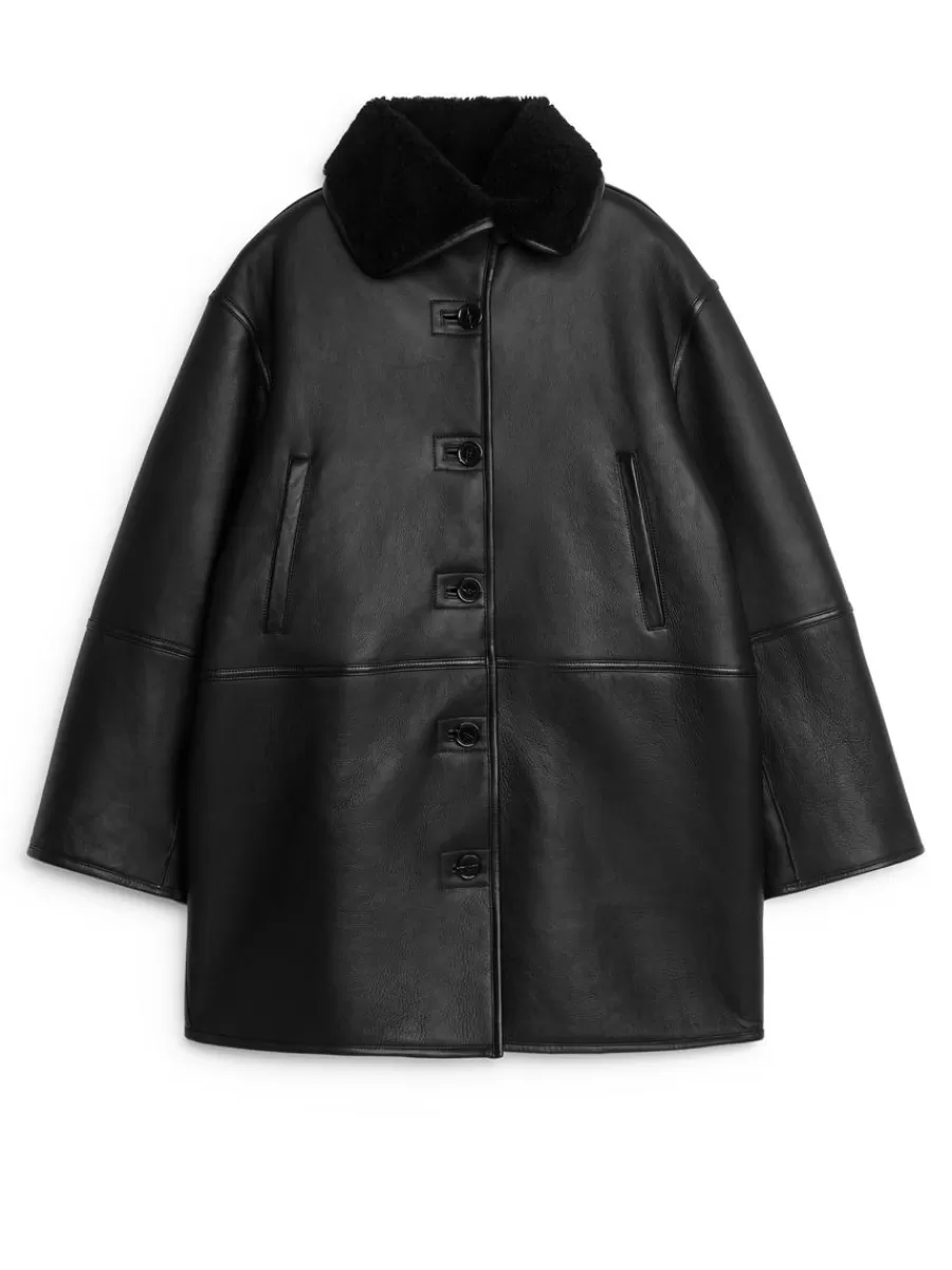 Cheap ARKET Shearling Jacket Black