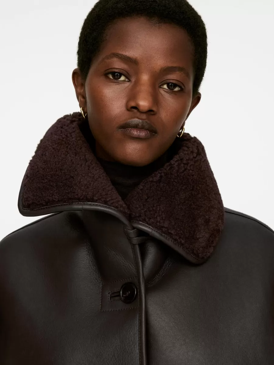 Cheap ARKET Shearling Jacket Brown
