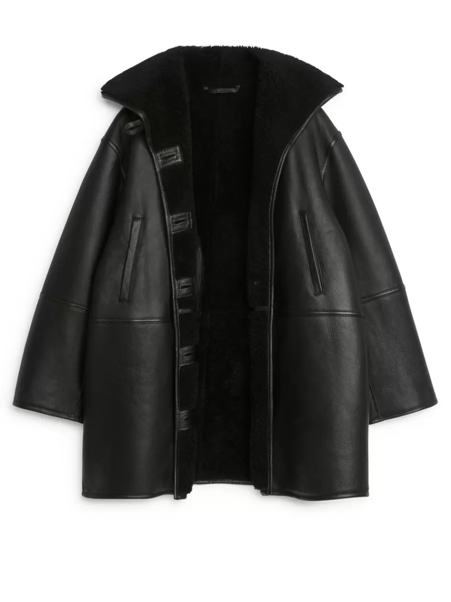 Cheap ARKET Shearling Jacket Black