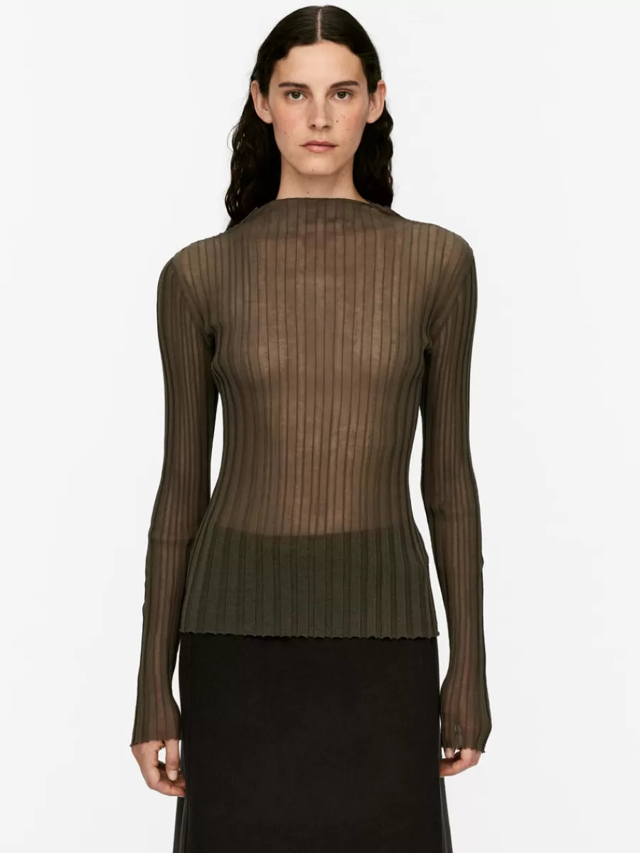 Store ARKET Sheer Rib Top Brown