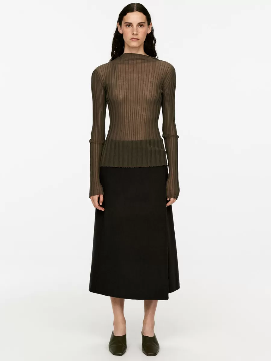Store ARKET Sheer Rib Top Brown