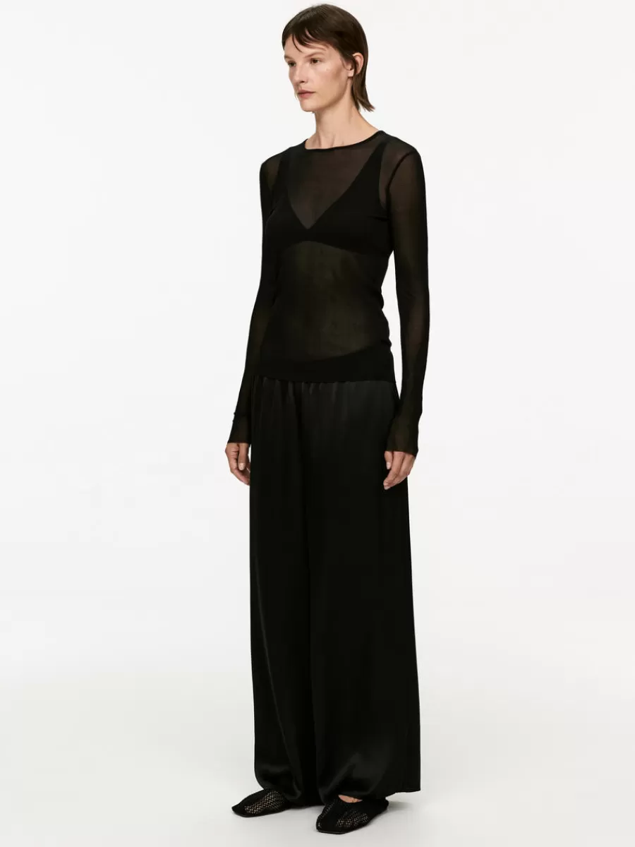 New ARKET Sheer Silk Top Black