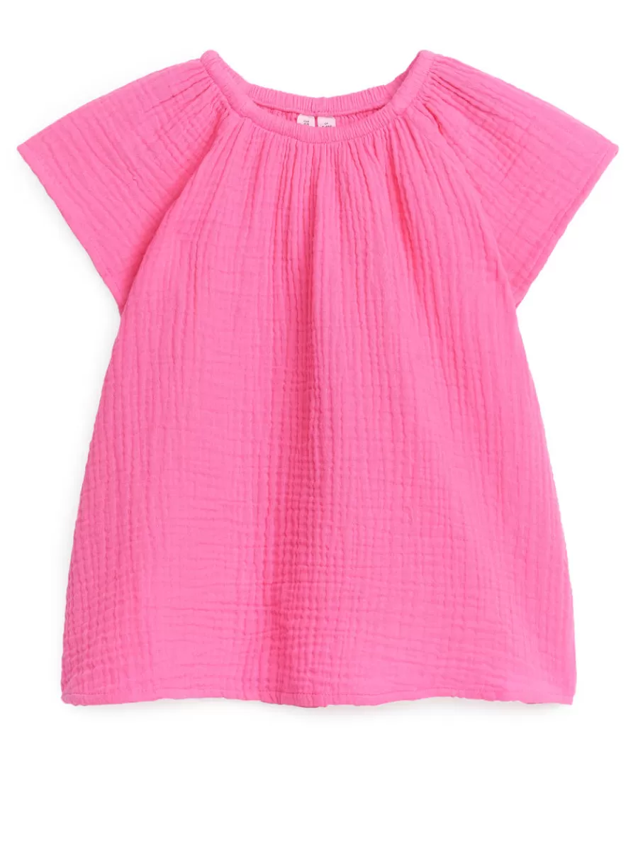 Fashion ARKET Short Cheesecloth Dress Pink