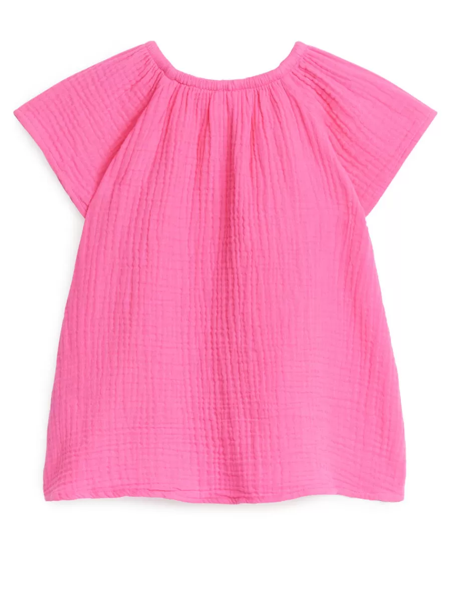 Fashion ARKET Short Cheesecloth Dress Pink