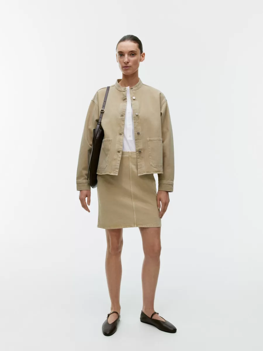 Cheap ARKET Short Denim Skirt Mustard/Stonewash