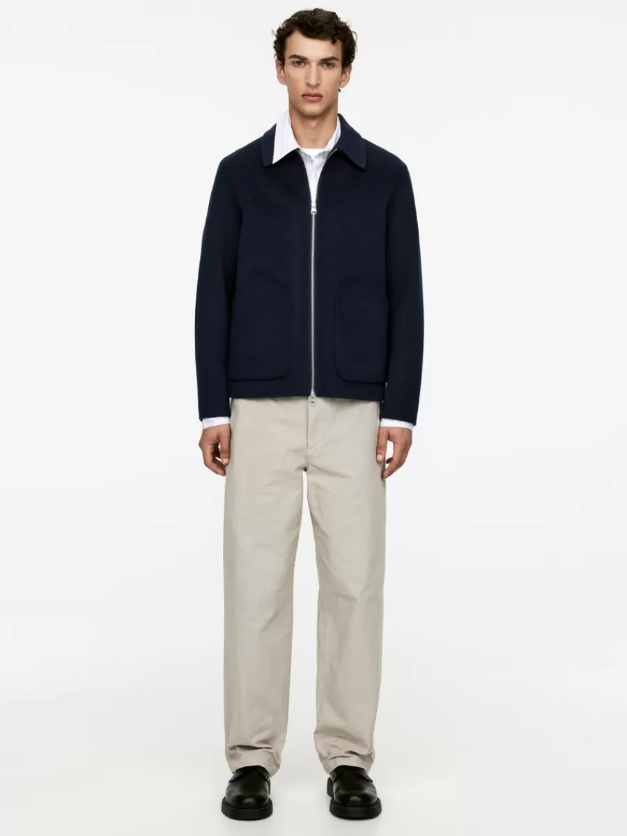 Fashion ARKET Short Double-Face Wool Jacket Dark Blue