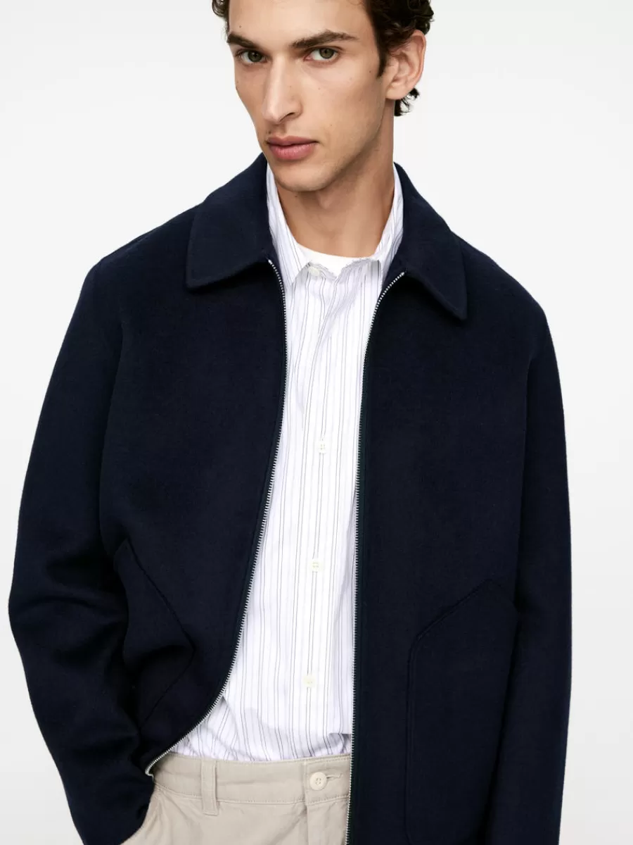 Fashion ARKET Short Double-Face Wool Jacket Dark Blue
