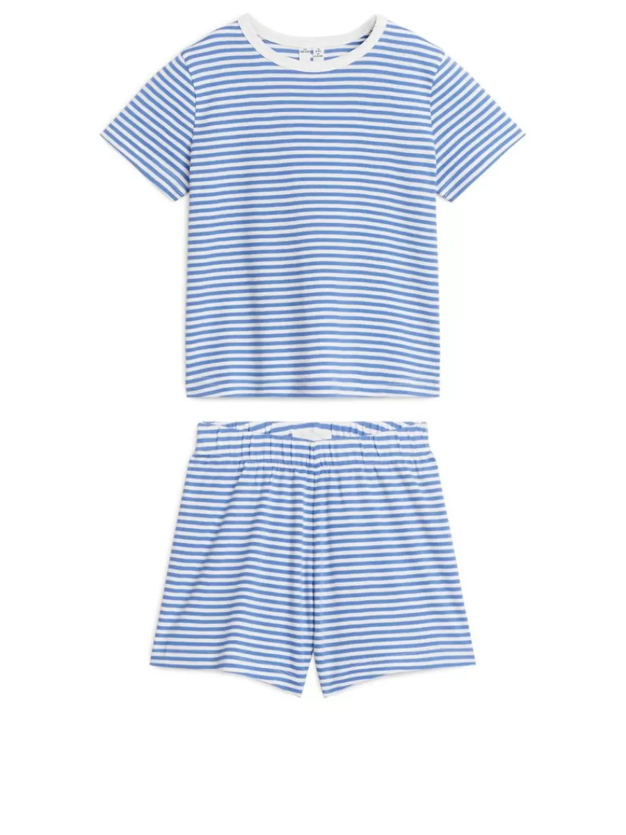 Fashion ARKET Short Jersey Pyjama Set Blue/White