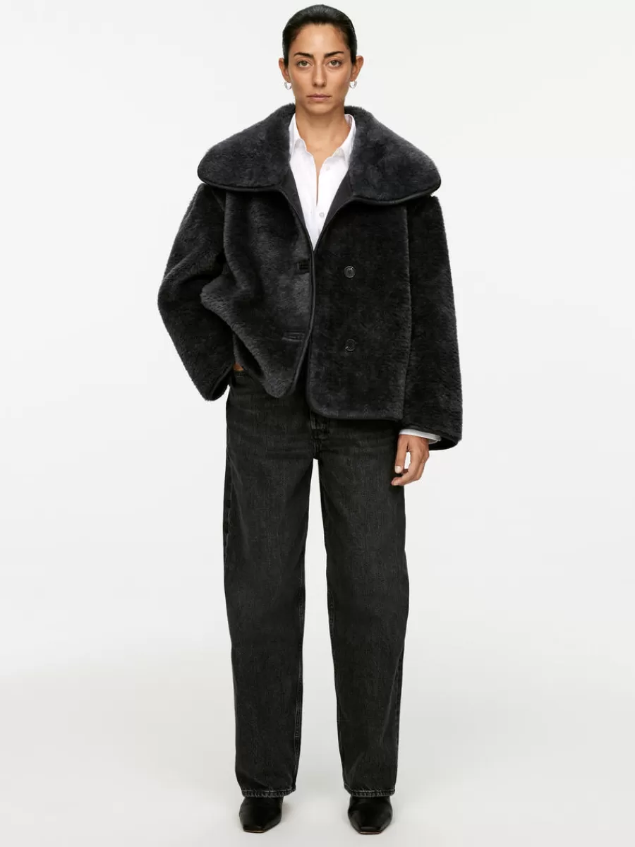 Best ARKET Short Pile Jacket Dark Grey