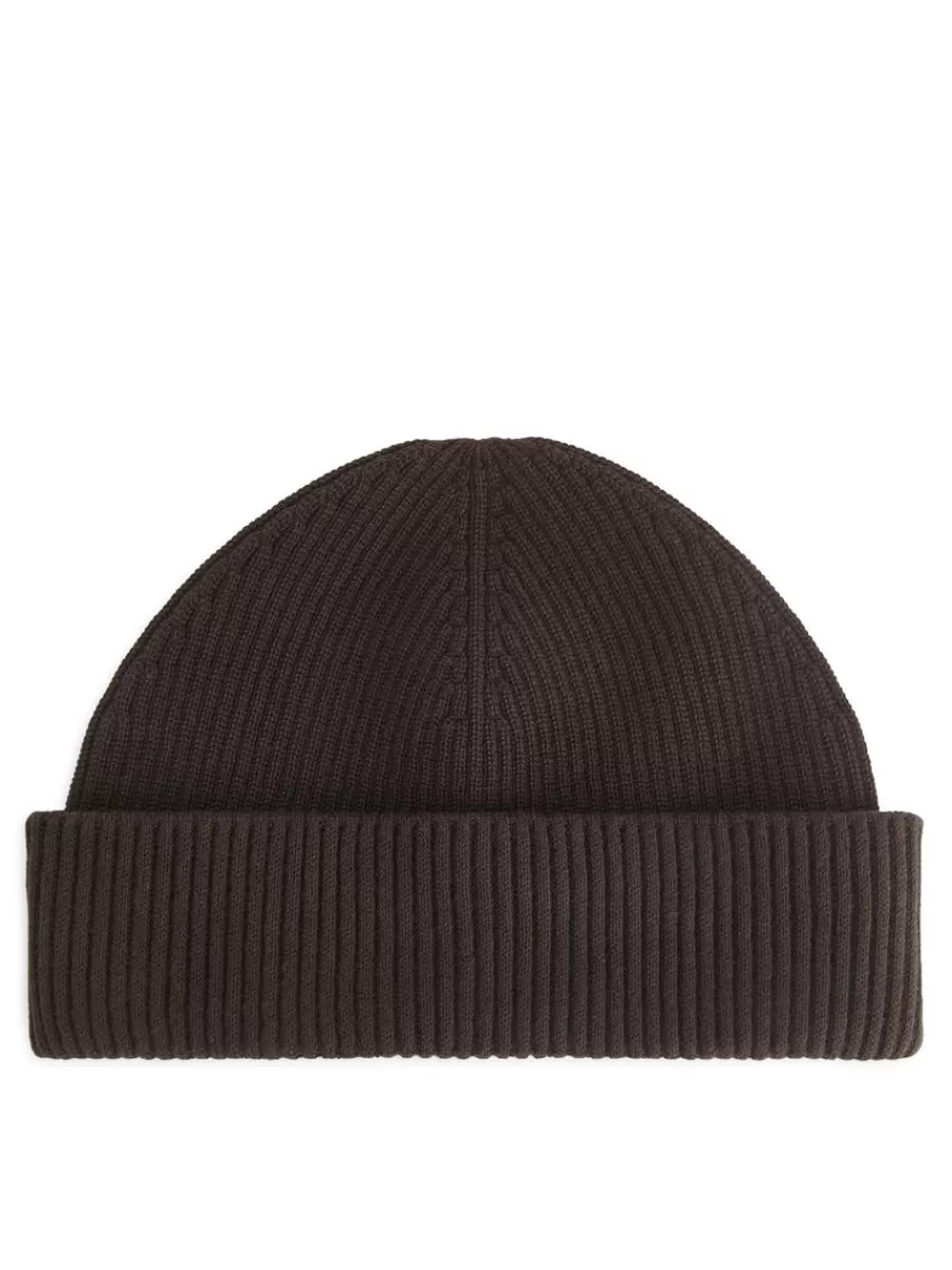 Best Sale ARKET Short Ribbed Cotton Beanie Brown