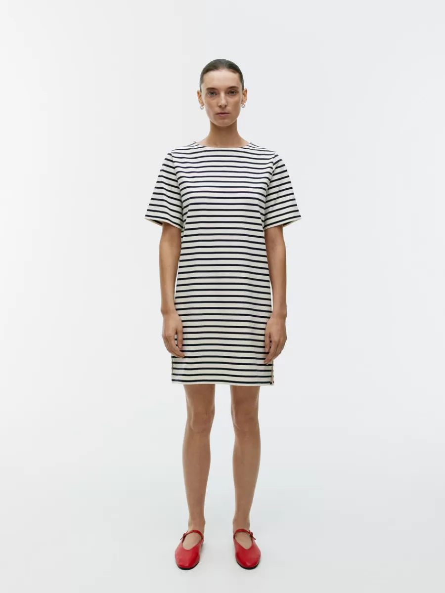 Cheap ARKET Short-Sleeve Cotton Dress Blue/White