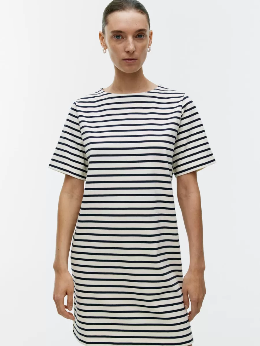 Cheap ARKET Short-Sleeve Cotton Dress Blue/White