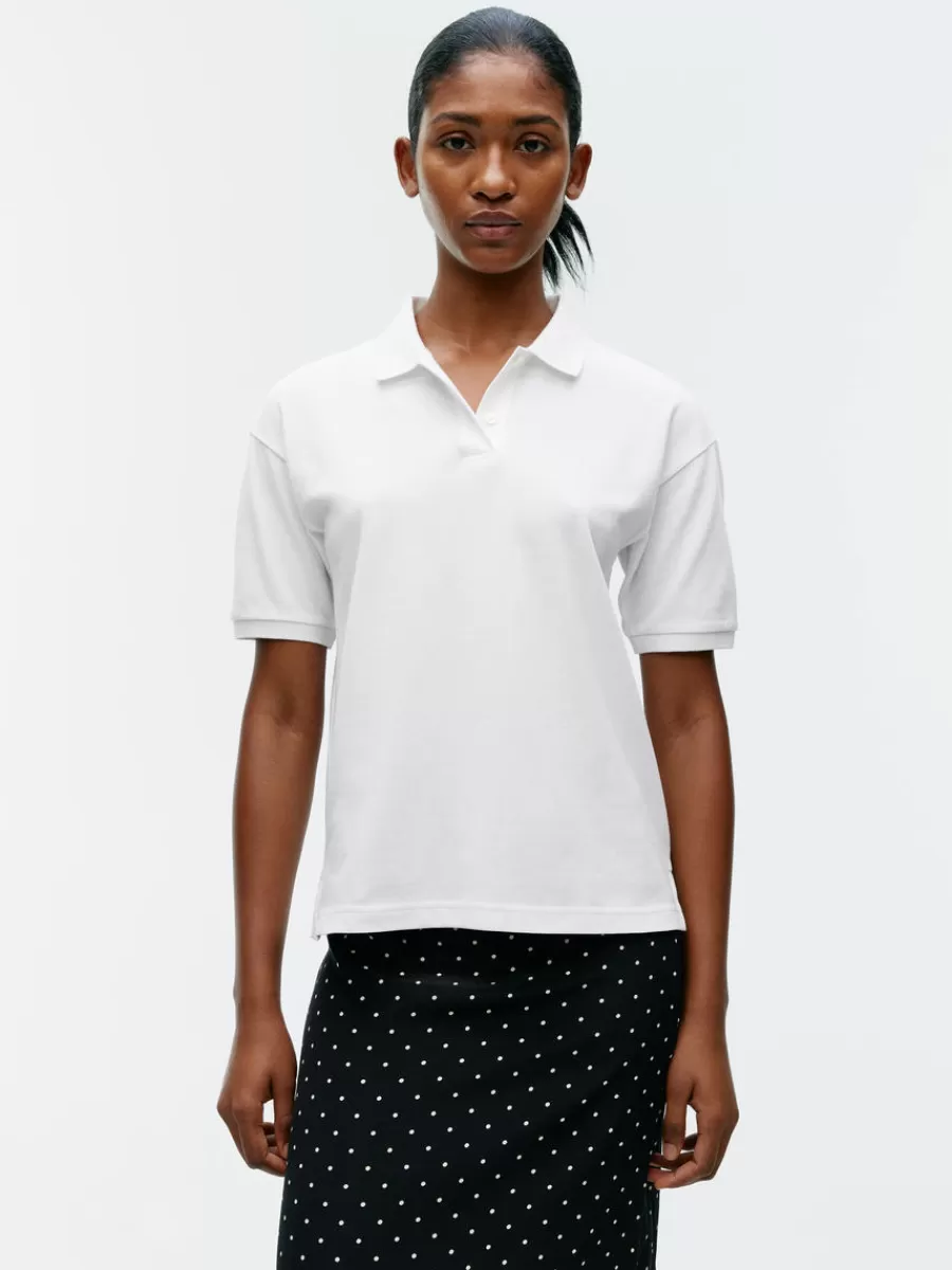 Sale ARKET Short-Sleeve Piqué Polo Shirt White