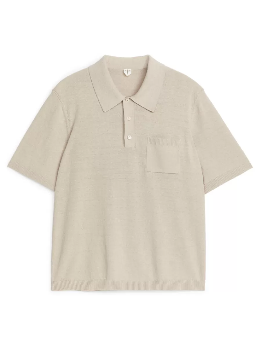 Best Sale ARKET Short-Sleeve Polo Shirt Light Mole