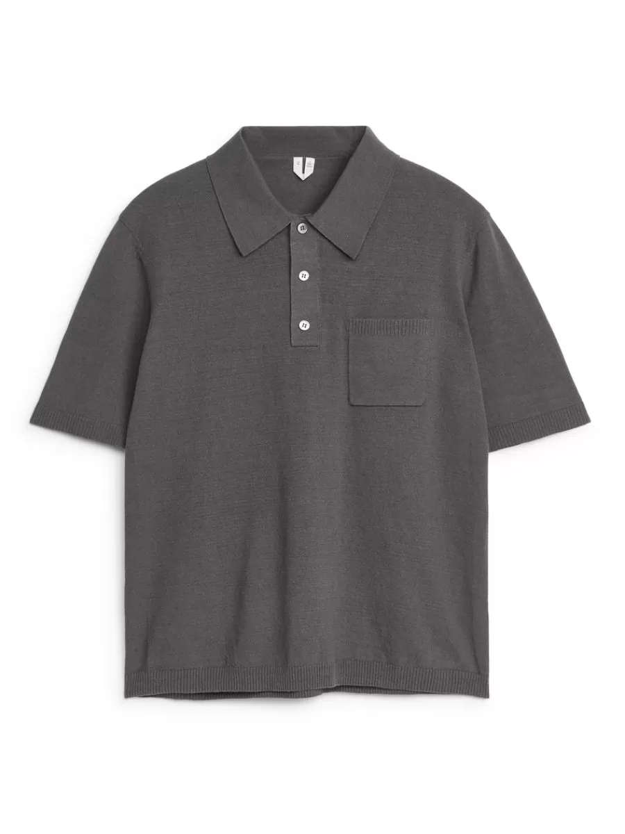 Fashion ARKET Short-Sleeve Polo Shirt Dark Grey