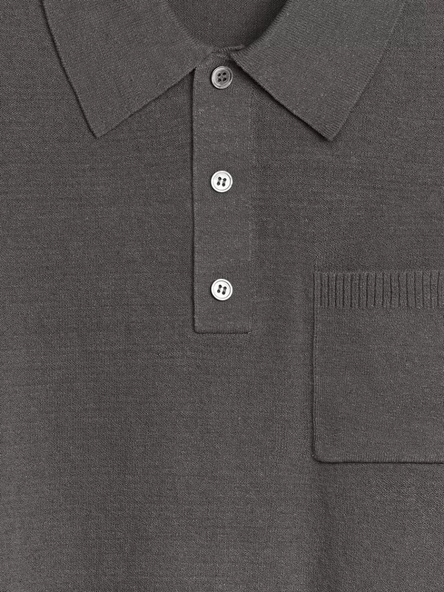 Fashion ARKET Short-Sleeve Polo Shirt Dark Grey