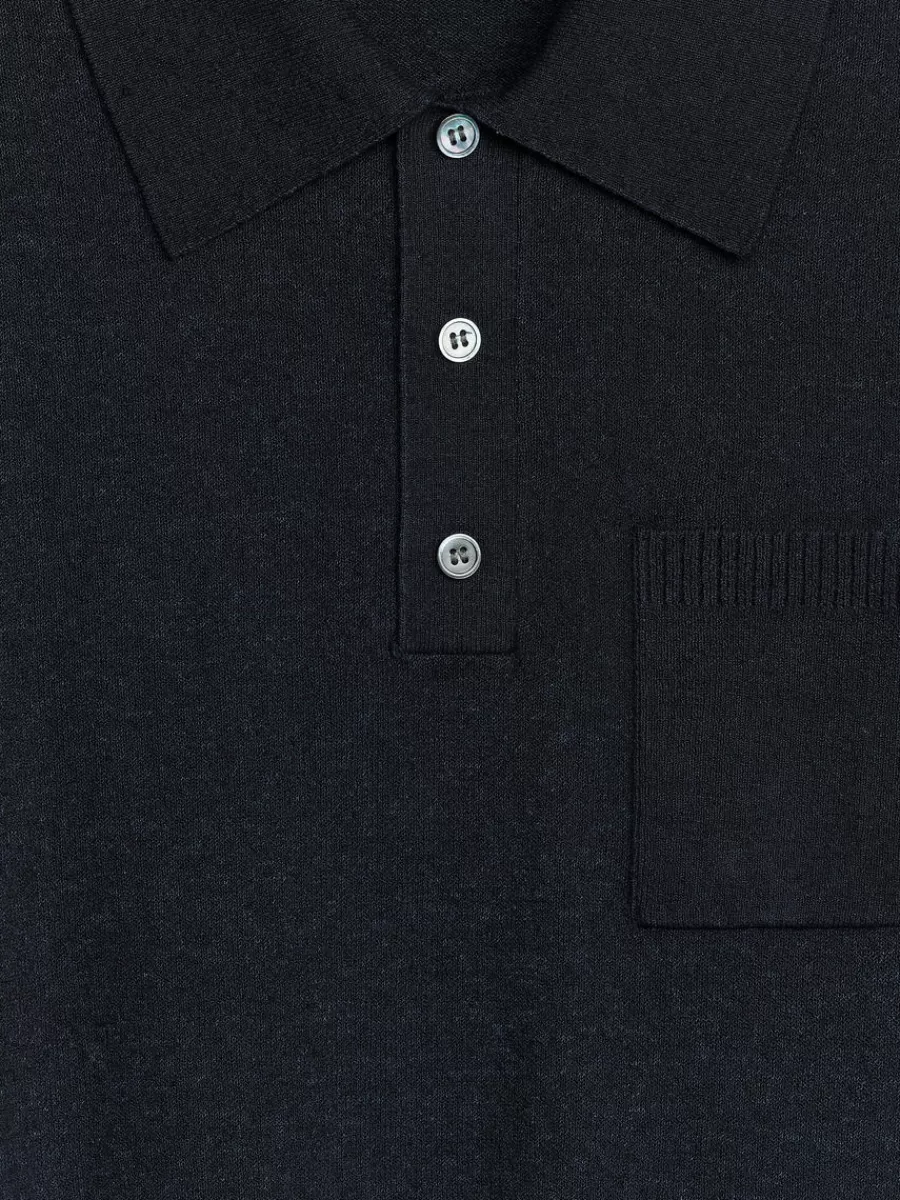 Store ARKET Short-Sleeve Polo Shirt Dark Blue