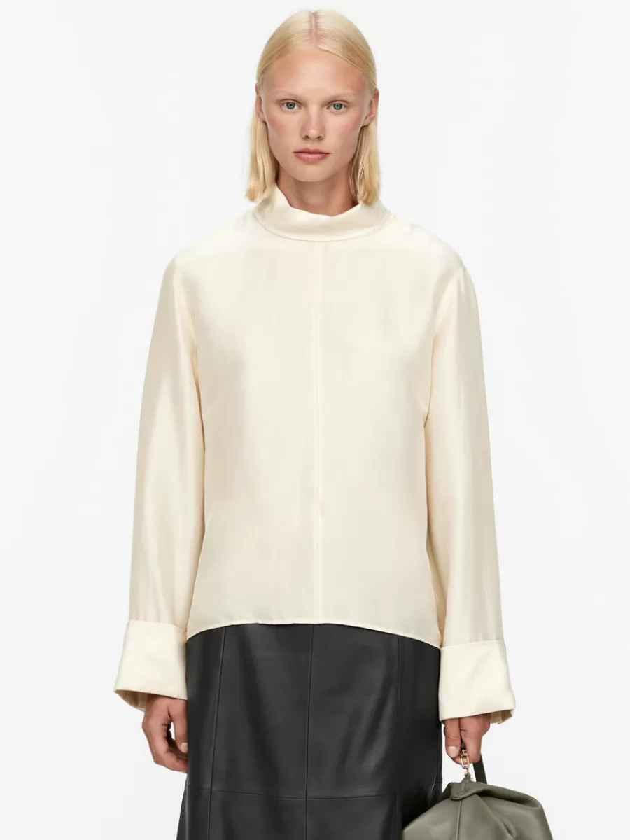 Shop ARKET Silk Blouse Off White