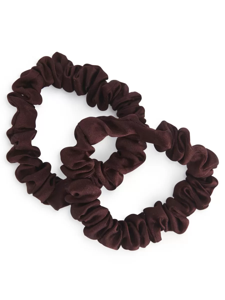 Cheap ARKET Silk Scrunchies Dark Red