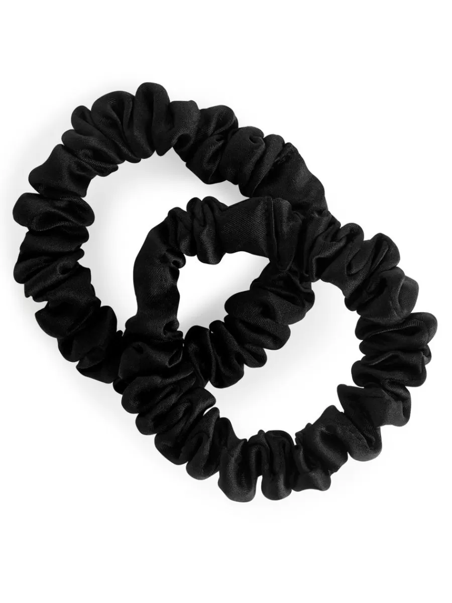 New ARKET Silk Scrunchies Black