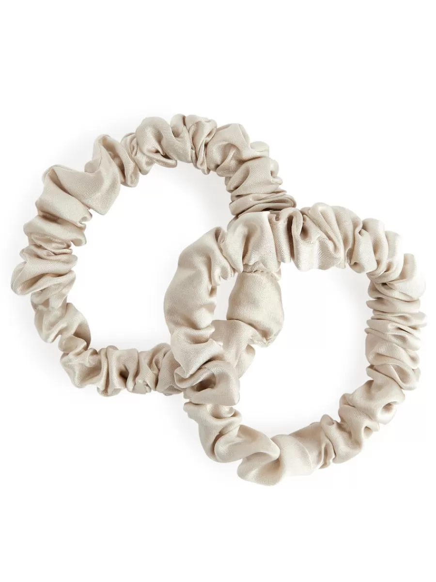 Fashion ARKET Silk Scrunchies Light Beige