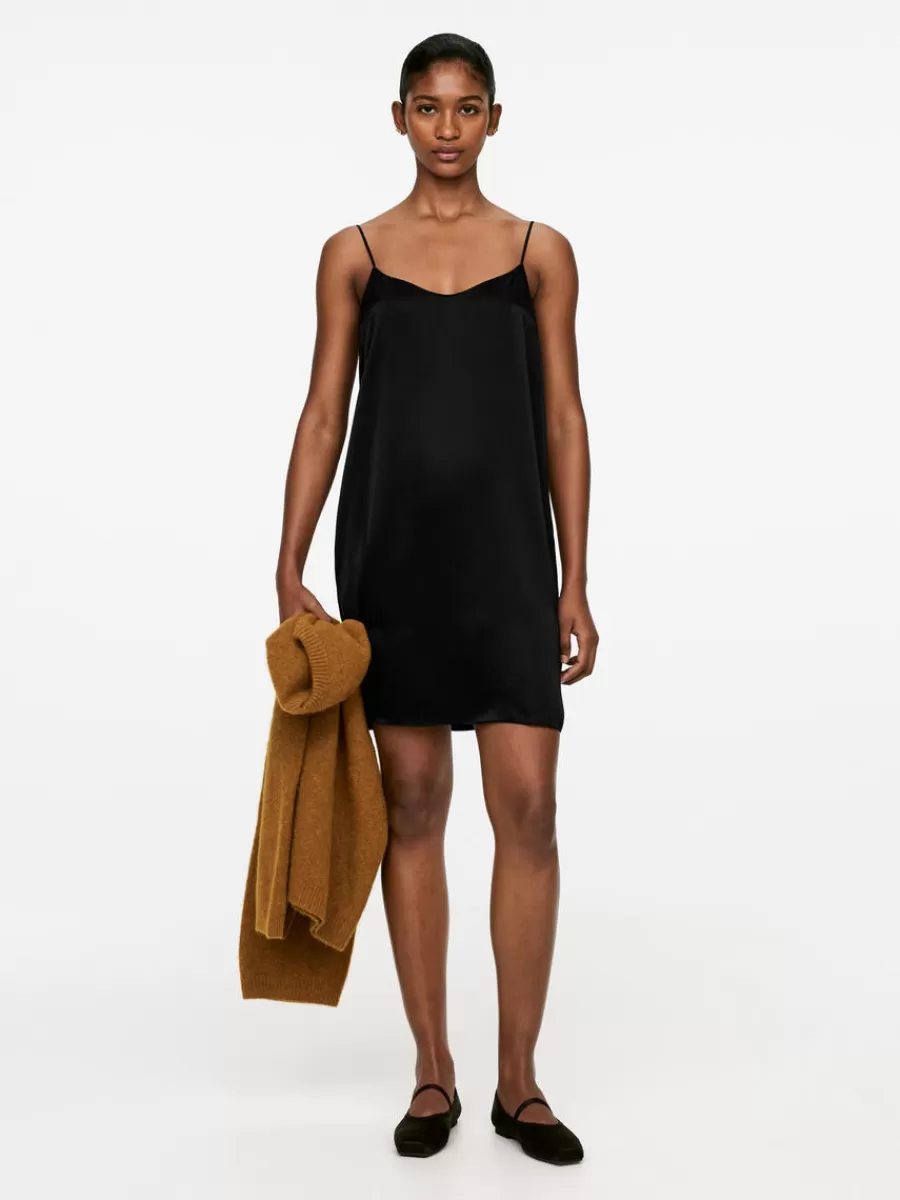 Online ARKET Silk Slip Dress Black