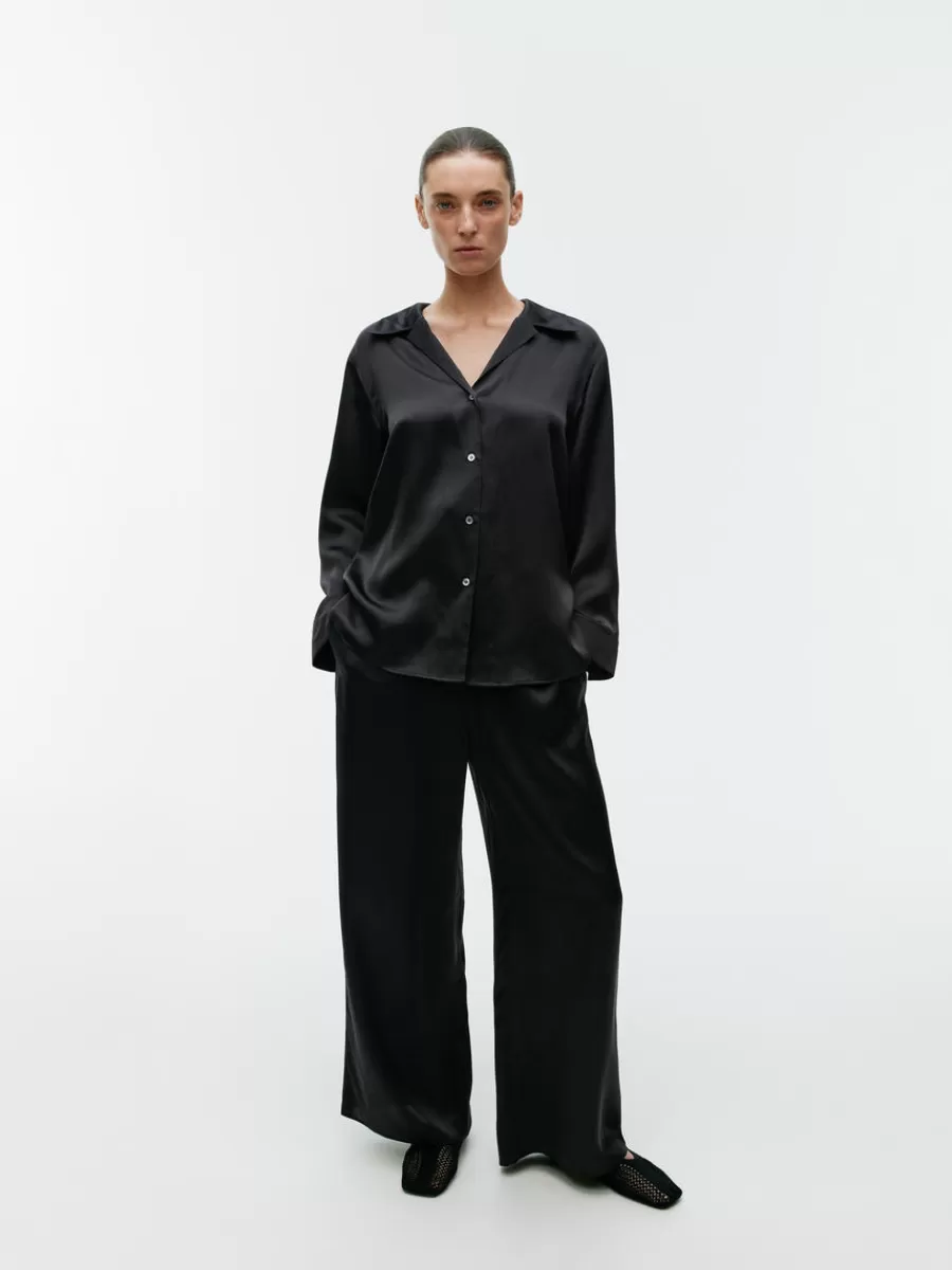 Clearance ARKET Silk Trousers Black