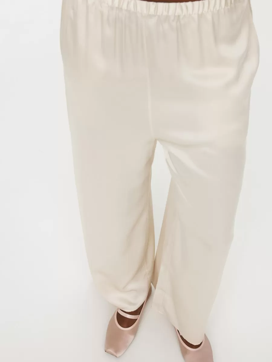Fashion ARKET Silk Trousers Light Beige